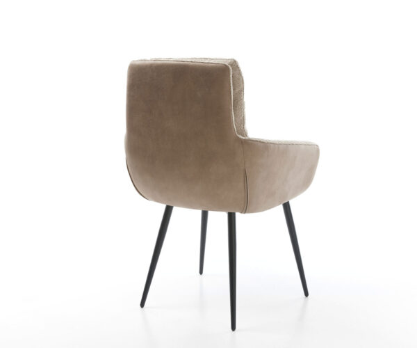 Jídelní židle Abelia-Flex s područkami, kombinované materiály, taupe, 4 kuželové černé nohy - Image 5