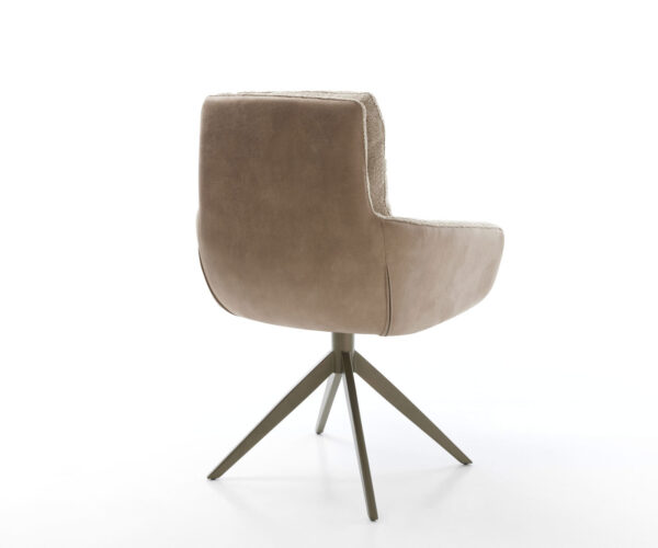 Jídelní židle Abelia-Flex s područkami, kombinované materiály, taupe, křížová podnož, široký efektový povrch, titanový, otočné o 360° - Image 5