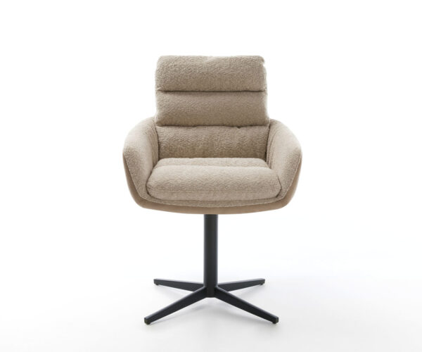 Jídelní židle Abelia-Flex s područkami, kombinace materiálů, taupe, černý křížový podstavec, otočné o 360° - Image 2