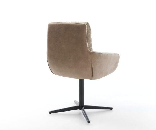 Jídelní židle Abelia-Flex s područkami, kombinace materiálů, taupe, černý křížový podstavec, otočné o 360° - Image 5
