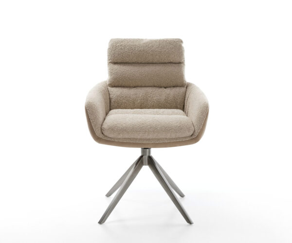 Jídelní židle Abelia-Flex smíšené materiály taupe křížový rám široký grafit 360° otočné s houpací funkcí - Image 2