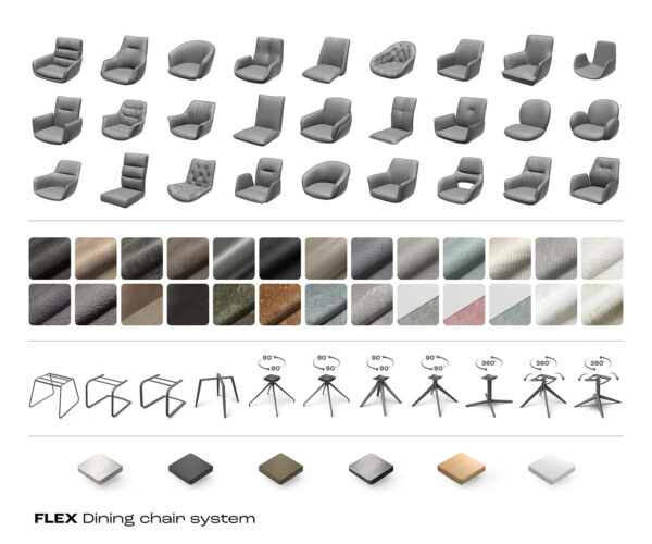 Jídelní židle Abelia-Flex smíšené materiály taupe křížový rám široký grafit 360° otočné s houpací funkcí - Image 7