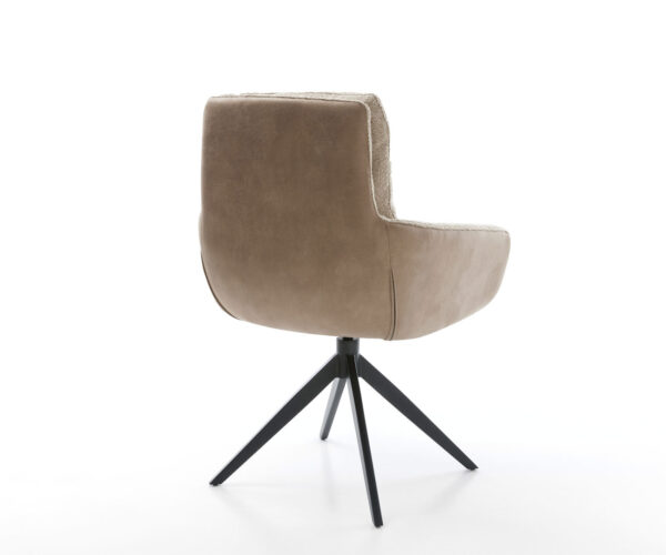Jídelní židle Abelia-Flex s područkami, kombinace materiálů, taupe, křížová podnož, široká houpací funkce, černá, otočné o 360° - Image 5