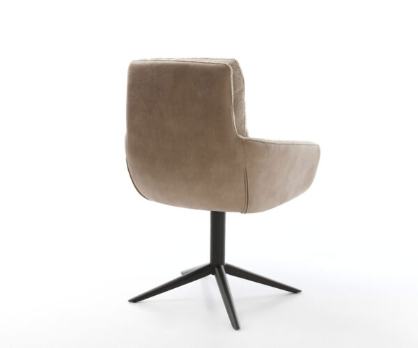 Jídelní židle Abelia-Flex s područkami, kombinace materiálů, taupe, křížová podnož, houpací funkce, černá, otočné o 360° - Image 5