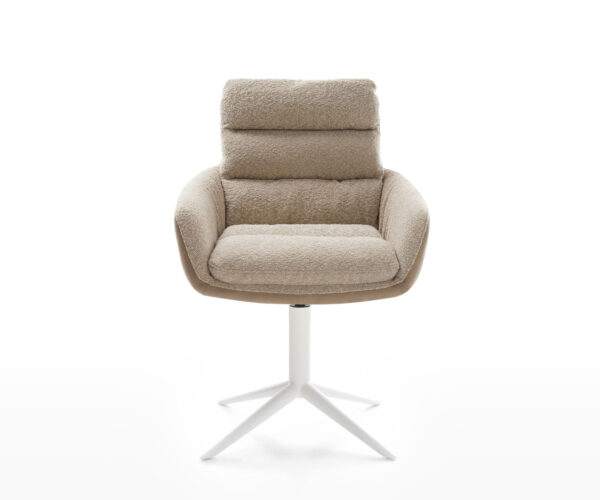 Jídelní židle Abelia-Flex smíšené materiály taupe, bílý křížový podstavec, otočné o 360°, funkce houpání - Image 2