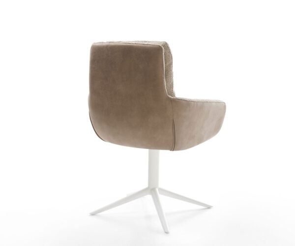 Jídelní židle Abelia-Flex smíšené materiály taupe, bílý křížový podstavec, otočné o 360°, funkce houpání - Image 5