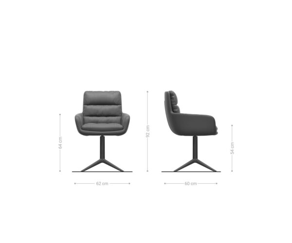 Jídelní židle Abelia-Flex smíšené materiály taupe, bílý křížový podstavec, otočné o 360°, funkce houpání - Image 6