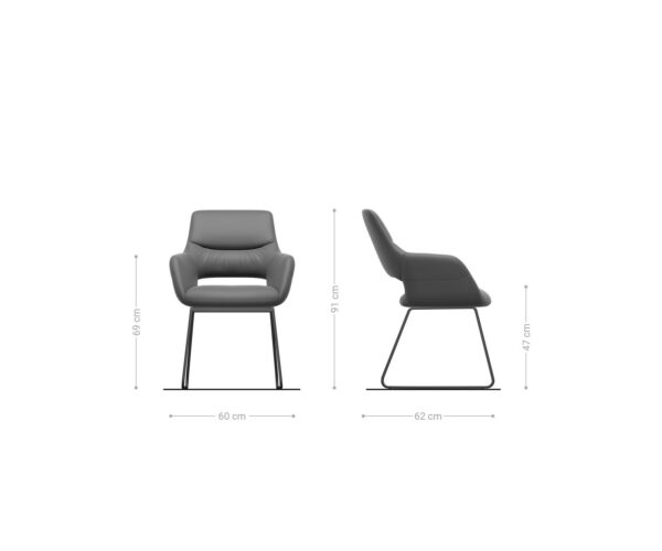 Jídelní židle Yago-Flex s područkami, kombinované materiály, taupe, kluzný rám z nerezové oceli - Image 6