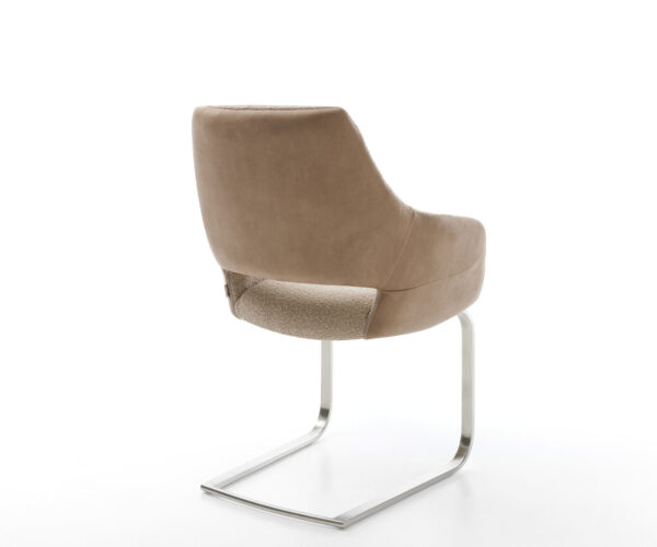Jídelní židle Yago-Flex s područkami, kombinované materiály, taupe, konzolová konstrukce, plochá nerezová ocel - Image 5