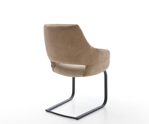 Jídelní židle Yago-Flex s područkami, kombinované materiály, taupe, konzolová konstrukce, matná černá - Image 5