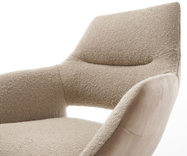 Jídelní židle Yago-Flex s područkami, kombinované materiály, taupe, konzolová konstrukce, plochý titanový efekt - Image 4