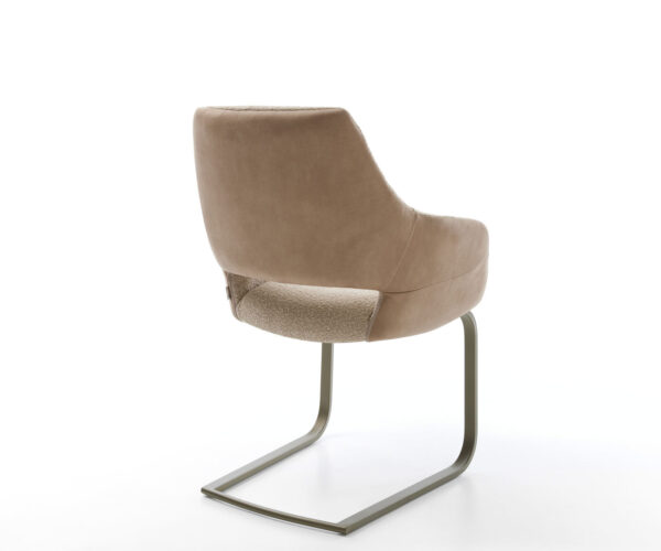 Jídelní židle Yago-Flex s područkami, kombinované materiály, taupe, konzolová konstrukce, plochý titanový efekt - Image 5