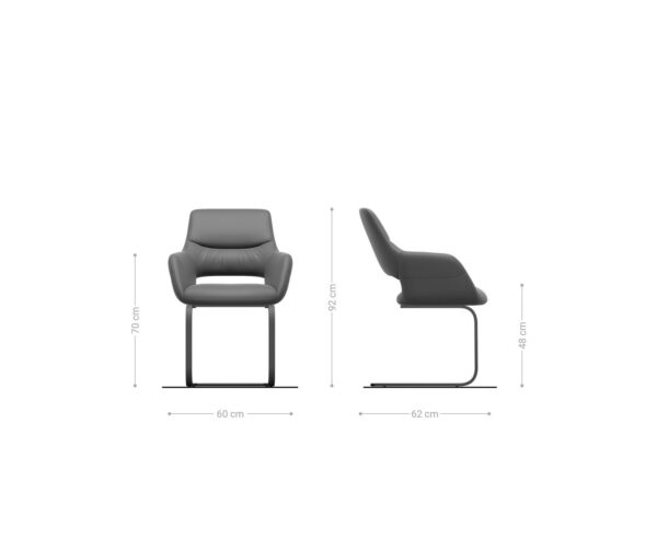 Jídelní židle Yago-Flex s područkami, kombinované materiály, taupe, konzolová konstrukce, plochý titanový efekt - Image 6