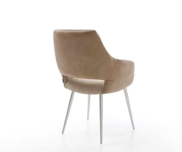 Jídelní židle Yago-Flex s područkami, kombinované materiály, taupe, 4 kuželové nohy z nerezové oceli - Image 5