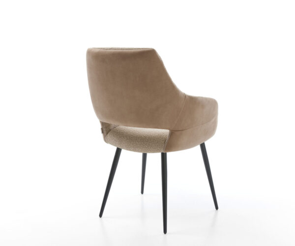 Jídelní židle Yago-Flex s područkami, kombinované materiály, taupe, 4 kuželové černé nohy - Image 5
