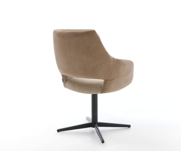 Jídelní židle Yago-Flex s područkami, kombinované materiály, taupe, černý křížový podstavec, otočné o 360° - Image 5