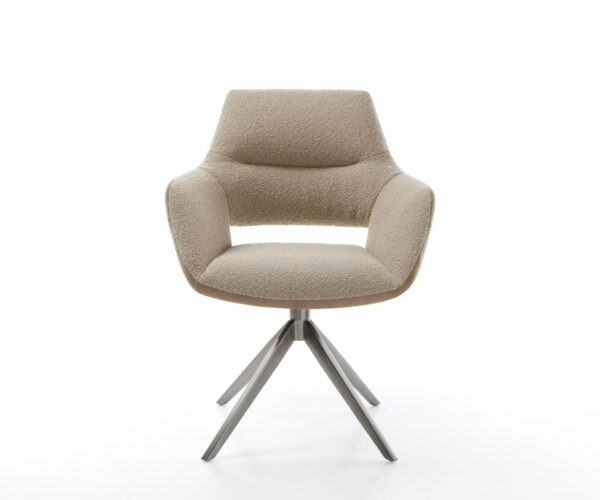 Jídelní židle Yago-Flex smíšené materiály taupe křížový rám široký grafit 360° otočné s houpací funkcí - Image 2