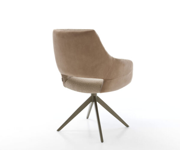 Jídelní židle Yago-Flex s područkami, kombinace materiálů, taupe, křížový rám, široká houpací funkce, efektový povrch titan, otočné o 360° - Image 5