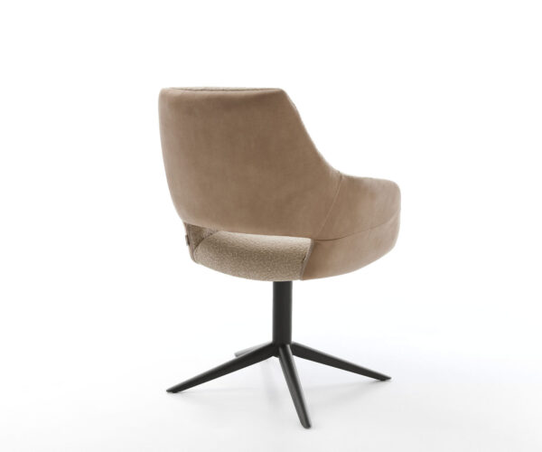 Jídelní židle Yago-Flex s područkami, kombinované materiály, taupe, křížová podnož, houpací funkce, černá, otočné o 360° - Image 5