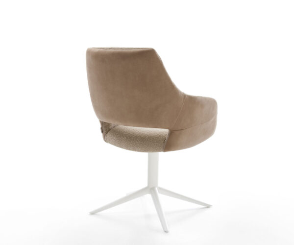 Jídelní židle Yago-Flex smíšené materiály taupe, křížová bílá podstava, otočné o 360°, funkce houpání - Image 5