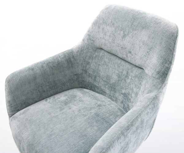 Jídelní židle Pejo-Flex křížový rám široký efekt úprava titanový chenille pastelově modrá 360° otočné houpací funkce - Image 4