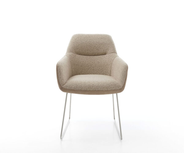 Jídelní židle Pejo-Flex smíšené materiály taupe, kluzná konstrukce z nerezové oceli - Image 2