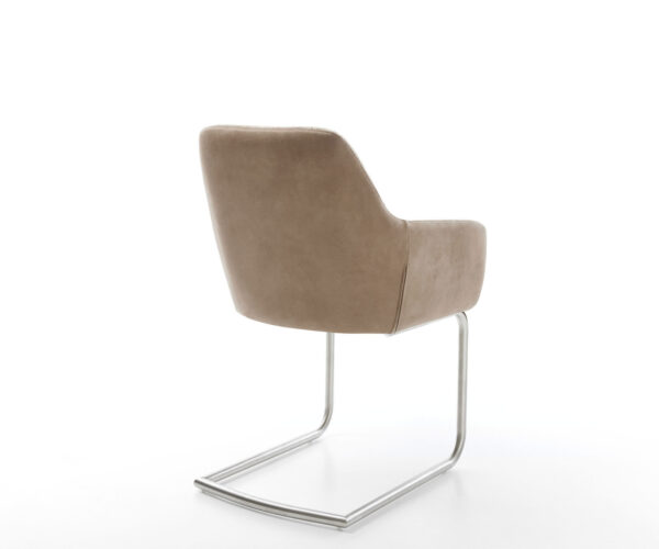 Jídelní židle Pejo-Flex smíšené materiály taupe konzolová konstrukce kulatá nerezová ocel - Image 5