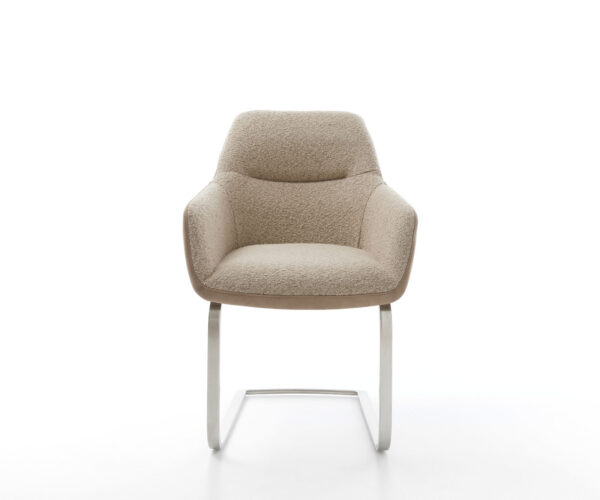 Jídelní židle Pejo-Flex smíšené materiály taupe konzolová konstrukce plochá nerezová ocel - Image 2