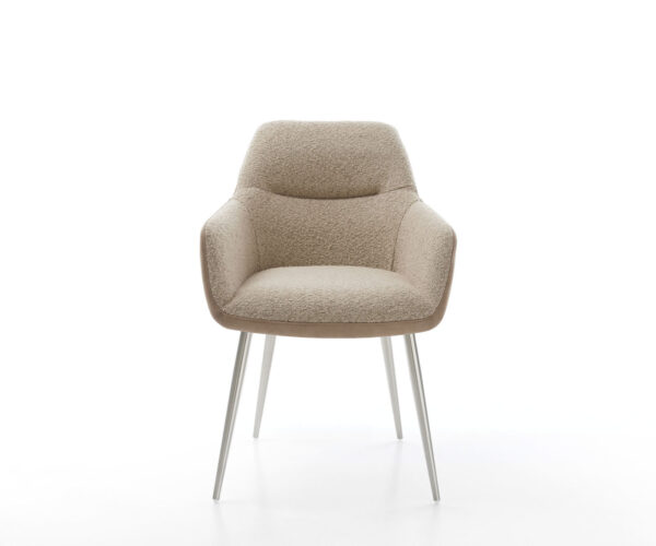 Jídelní židle Pejo-Flex smíšené materiály taupe 4 nohy kuželové nerezová ocel - Image 2