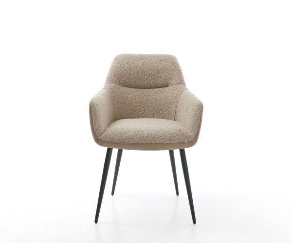 Jídelní židle Pejo-Flex smíšené materiály taupe, 4 kuželové černé nohy - Image 2