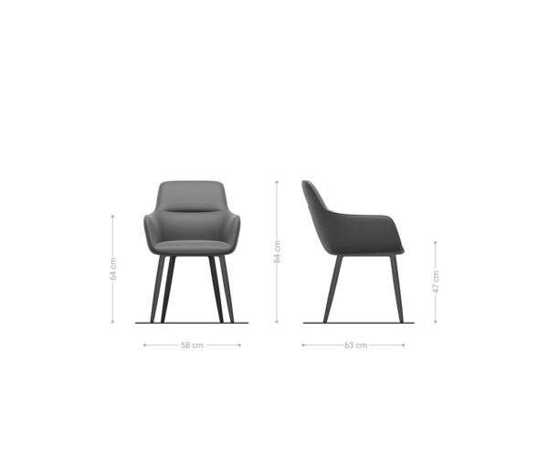 Jídelní židle Pejo-Flex smíšené materiály taupe, 4 kuželové černé nohy - Image 6