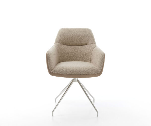 Jídelní židle Pejo-Flex smíšené materiály taupe křížový rám kuželová nerezová ocel 180° otočné - Image 2