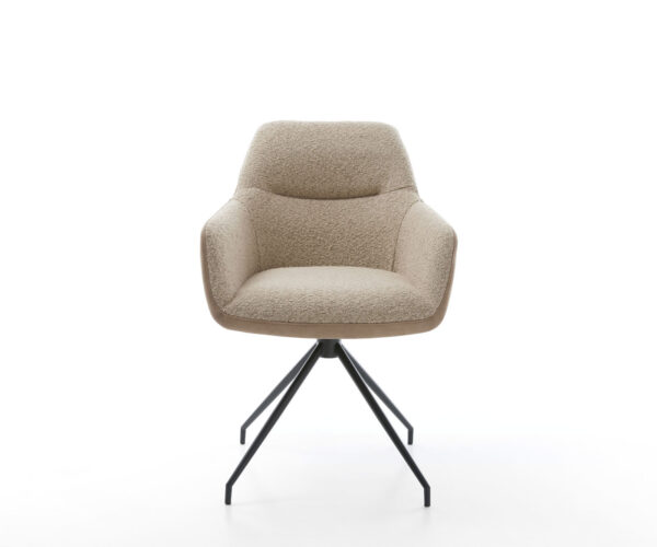 Jídelní židle Pejo-Flex smíšené materiály taupe křížový rám kuželový černý 180° otočný - Image 2