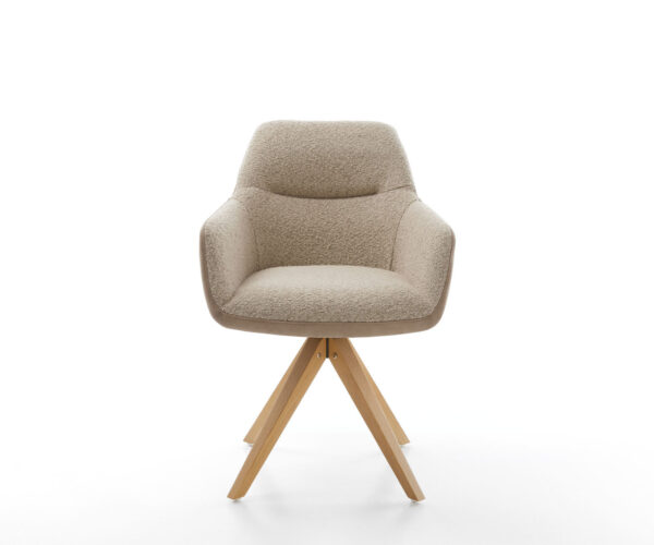 Jídelní židle Pejo-Flex smíšené materiály taupe dřevěný rám hranatý 180° otočný - Image 2