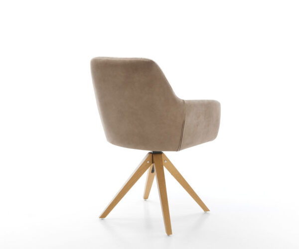 Jídelní židle Pejo-Flex smíšené materiály taupe dřevěný rám hranatý 180° otočný - Image 5