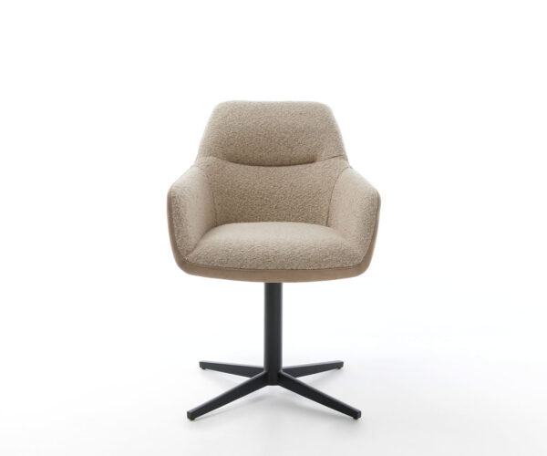 Jídelní židle Pejo-Flex smíšené materiály taupe křížová černá podnož otočné 360° - Image 2