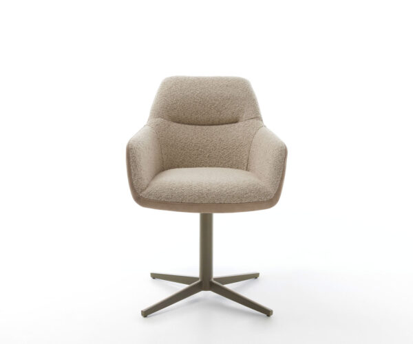 Jídelní židle Pejo-Flex smíšené materiály taupe, křížová podnož, titanový efekt, otočné o 360° - Image 2