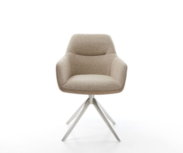 Jídelní židle Pejo-Flex smíšené materiály taupe, křížový rám, široký, nerezová ocel, houpací funkce, otočné o 360° - Image 2