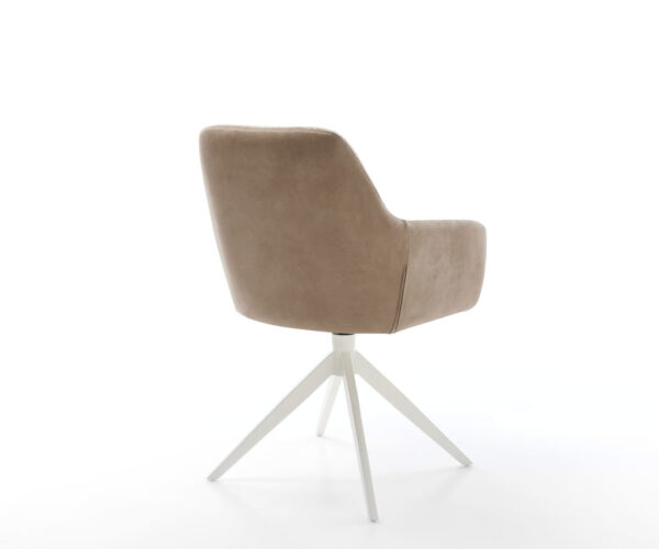 Jídelní židle Pejo-Flex smíšené materiály taupe křížový rám široký bílý s funkcí houpání otočný o 360° - Image 5