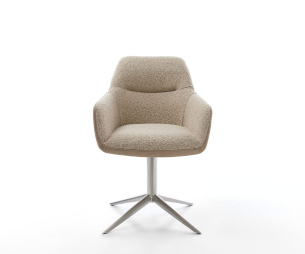 Jídelní židle Pejo-Flex smíšené materiály taupe křížová podstava nerezová ocel 360° otočné houpací funkce jádro s taštičkovými pružinami - Image 2
