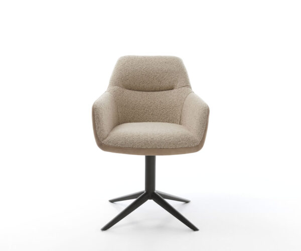 Jídelní židle Pejo-Flex smíšené materiály taupe křížová podstava černá houpací funkce otočné o 360° - Image 2
