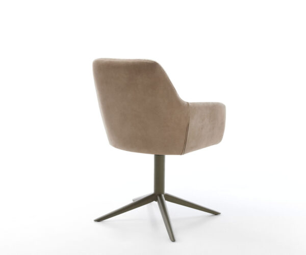 Jídelní židle Pejo-Flex smíšené materiály, taupe, křížová podstava, efekt titanového povrchu, houpací funkce, otočné o 360° - Image 5