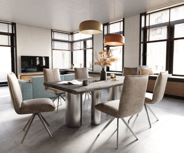 Jídelní stůl Edge 200x100 XL akácie platinum Troa nerezová ocel kartáčovaná - Image 6
