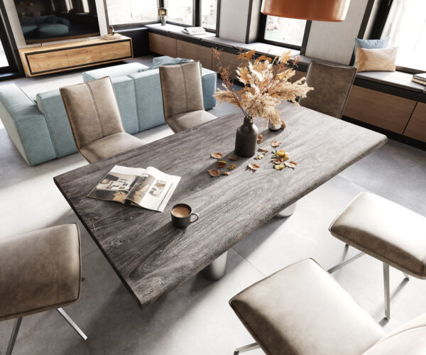 Jídelní stůl Edge 200x100 XL akácie platinum Troa nerezová ocel kartáčovaná - Image 4