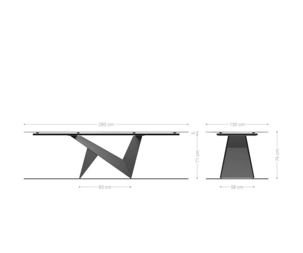 Jídelní stůl Edge Oválný 280x130 keramika Minas Melange bílá-béžová Origami metalická zlatá - Image 8