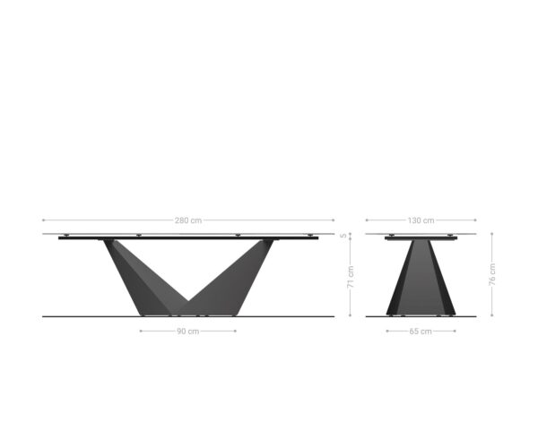 Jídelní stůl Edge oválný 280x130 keramika Minas Melange bílá béžová Prisma Metallic zlatá - Image 8