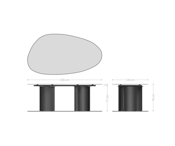 Jídelní stůl Edge oválný 220x120 keramika Laminam® Travertino Bianco krémově bílý Troa kov bílý - Image 7