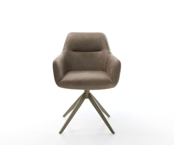 Jídelní židle Pejo-Flex křížová konstrukce široký efekt povrch titanová mikrovlákno taupe vintage otočné o 360° - Image 2
