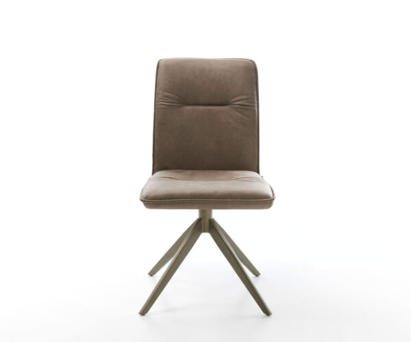 Jídelní židle Vinjo-Flex křížový rám široký efekt povrch titanová mikrovlákna taupe vintage otočné o 360° - Image 2
