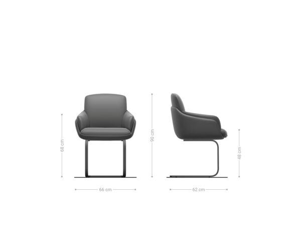 Jídelní židle Luan-Flex s područkami, konzolová konstrukce, plochý efekt, titanový povrch, kombinace materiálů, černá - Image 6